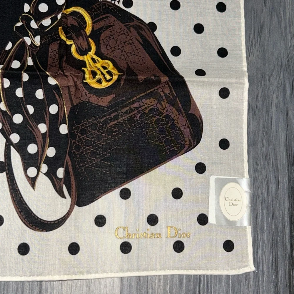 Christian Dior Vintage 90s Cannage Bag Polka Dot Handkerchief Scarf